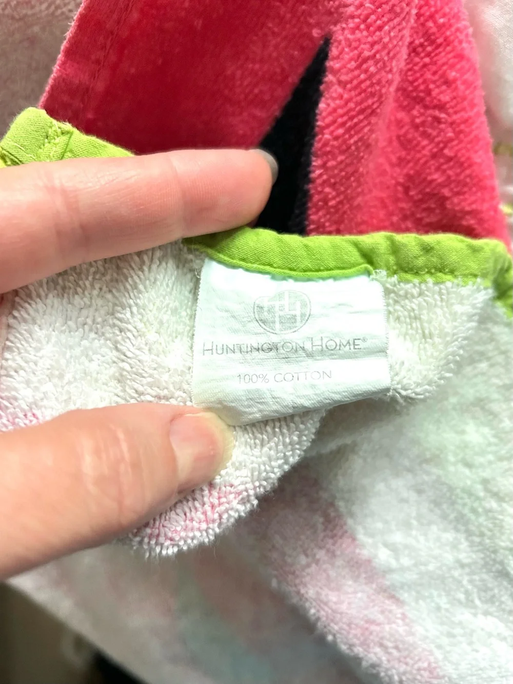 Huntington Home Girls Pink & Green Watermelon Kids Hooded Towel Poncho